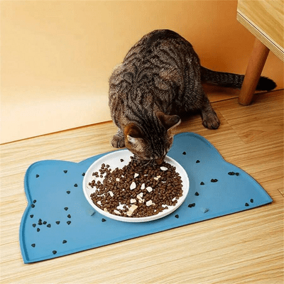 Tapis en Silicone - KittyPlacemat™ - Bleu - les - chats - de - luxe
